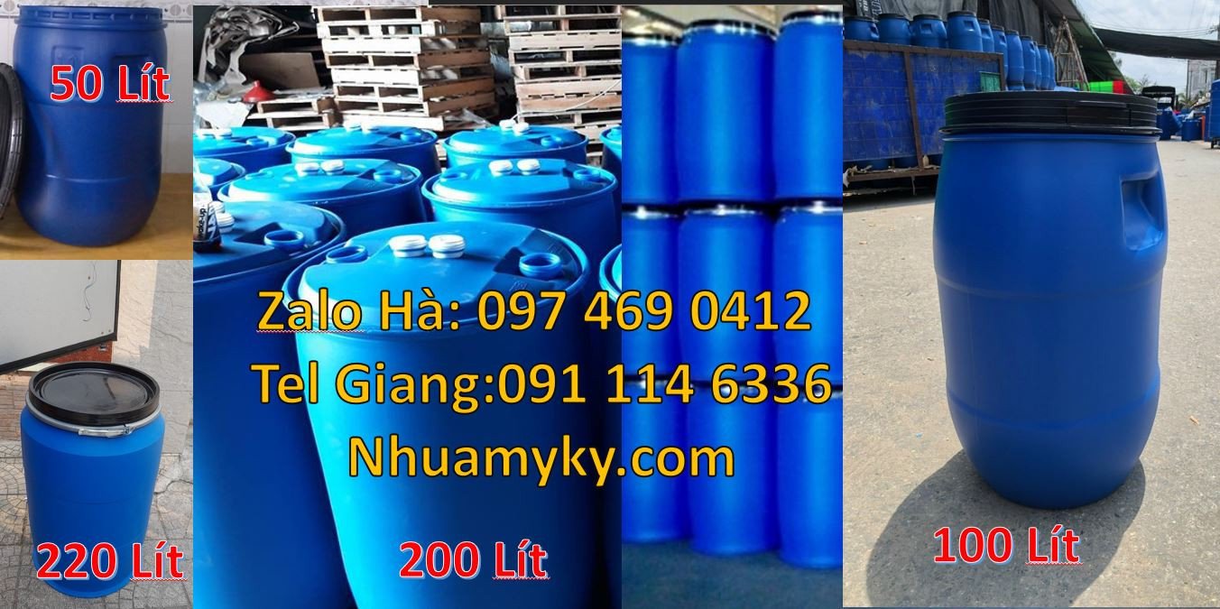 thùng phuy nhựa xanh 220l,phuy nhựa 200l đựng hóa chất,phuy nhựa rẻ