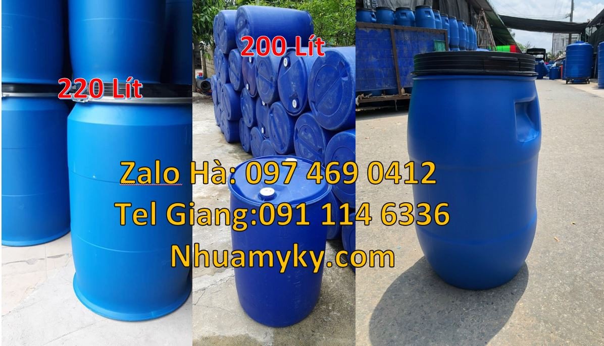 thùng phuy nhựa xanh 220l,phuy nhựa 200l đựng hóa chất,phuy nhựa rẻ