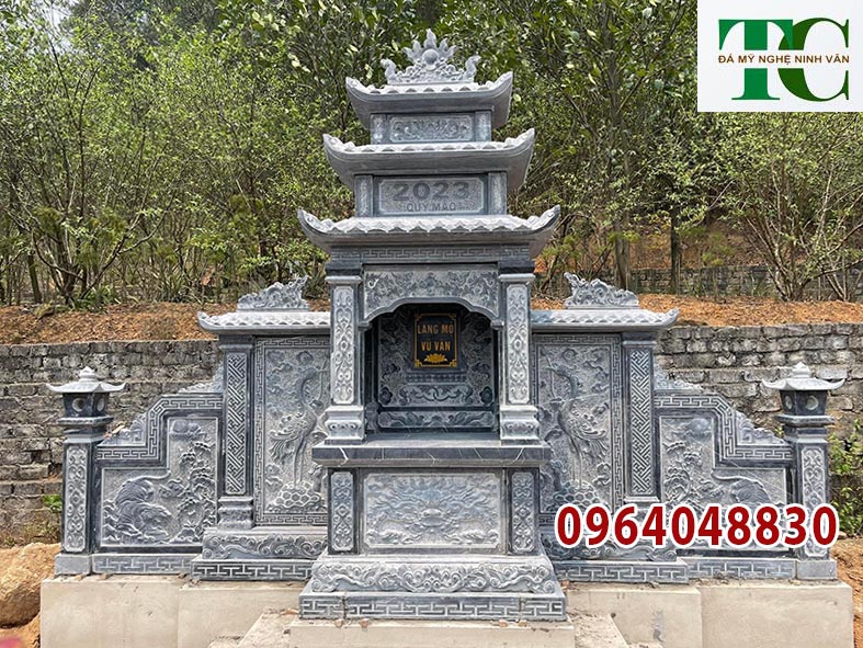 Xây lăng mộ đá đẹp Bình Dương giá mẫu lăng thờ đá xanh đen