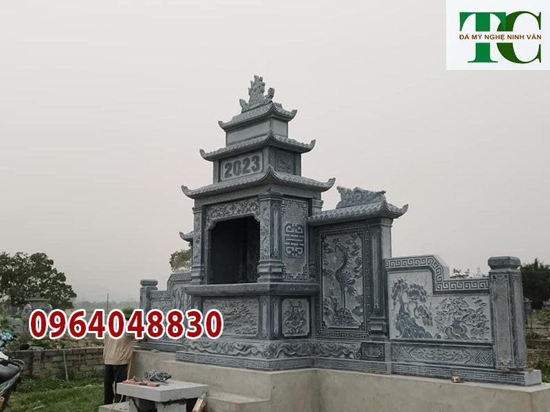 Xây lăng mộ đá đẹp Bình Dương giá mẫu lăng thờ đá xanh đen