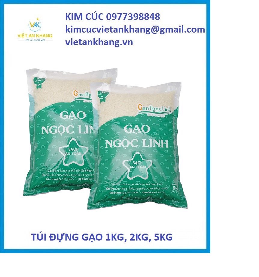 túi gạo gắn zipper, bao gạo 1kg, bao gạo 2kg, 5kg