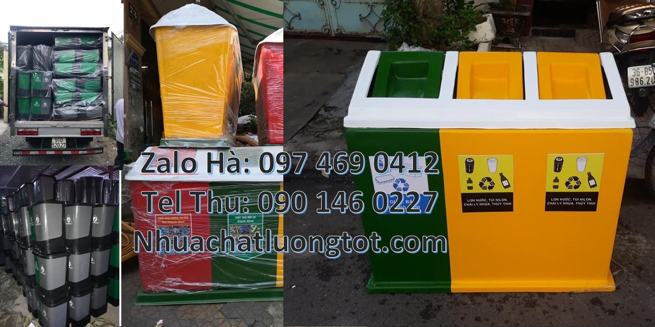 thùng rác 2 ngăn 2 màu,thùng rác 3 ngăn có nắp đậy,thùng rác giá rẻ