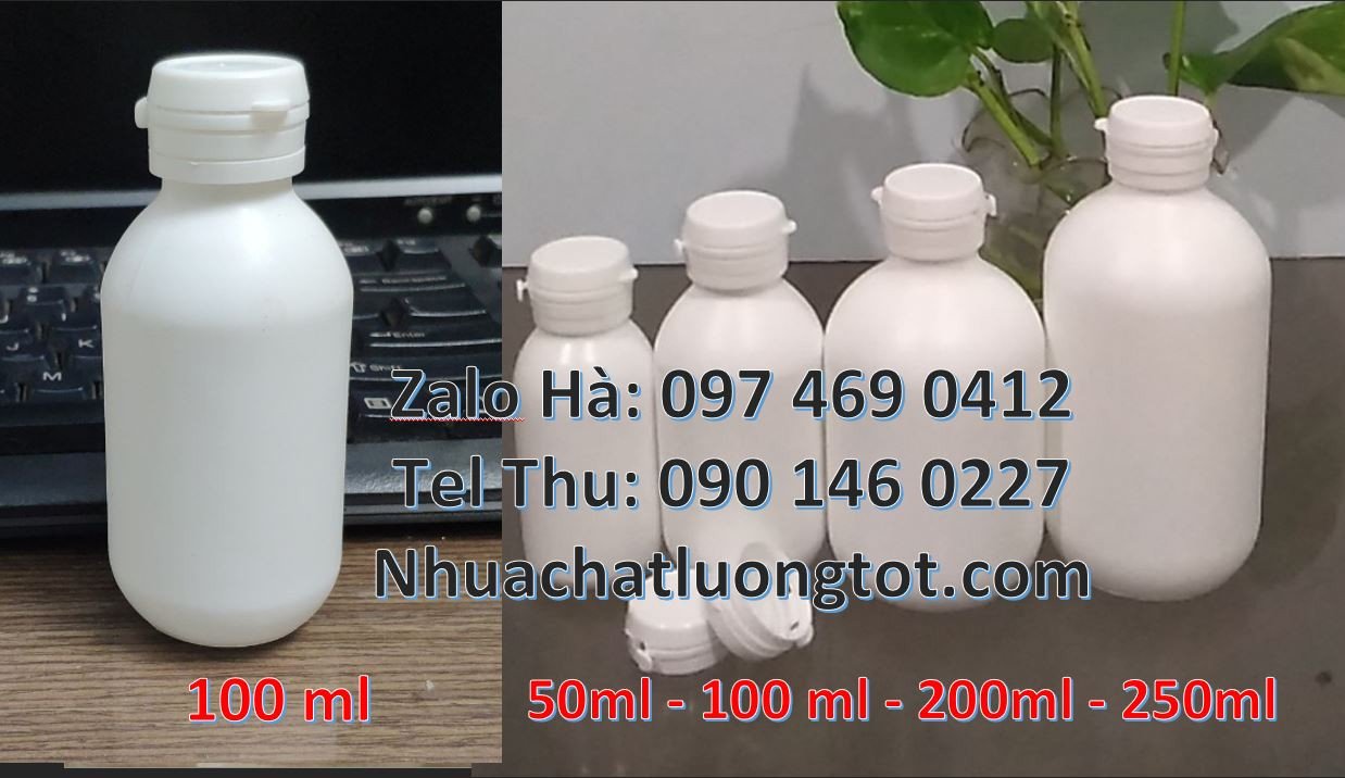 chai nhựa nhỏ 100ml màu trắng,chai nhựa 50ml đựng nước tương,chai nhựa
