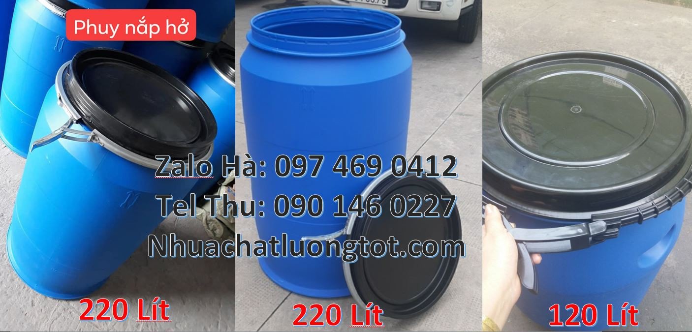 phuy nhựa xanh 220l,thùng phuy 150l đựng hóa chất công nghiệp,phuy nhu