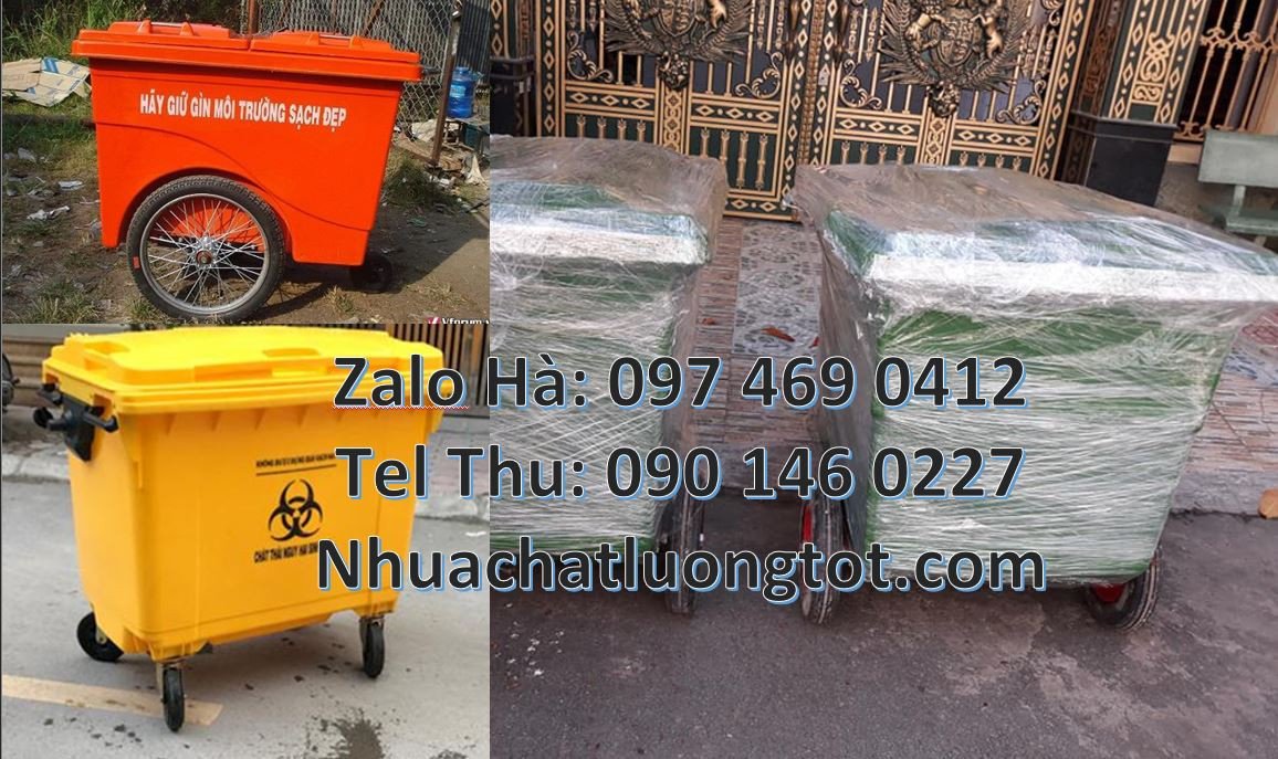 xe thu gom rác 660l 4 bánh cao su, xem gom rác cỡ lớn 660l,xe gom rác
