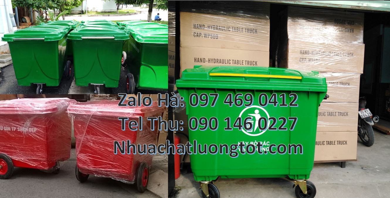 xe thu gom rác 660l 4 bánh cao su, xem gom rác cỡ lớn 660l,xe gom rác