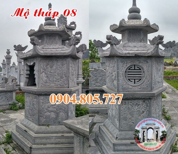 Mãu mộ tháp đá đẹp để tro cốt 2023.