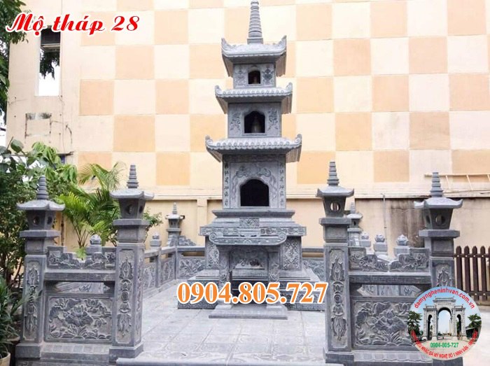 Mãu mộ tháp đá đẹp để tro cốt 2023.