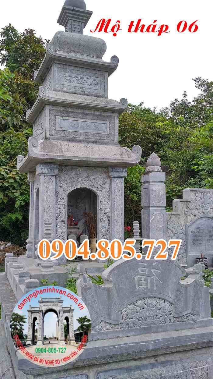 Mãu mộ tháp đá đẹp để tro cốt 2023.