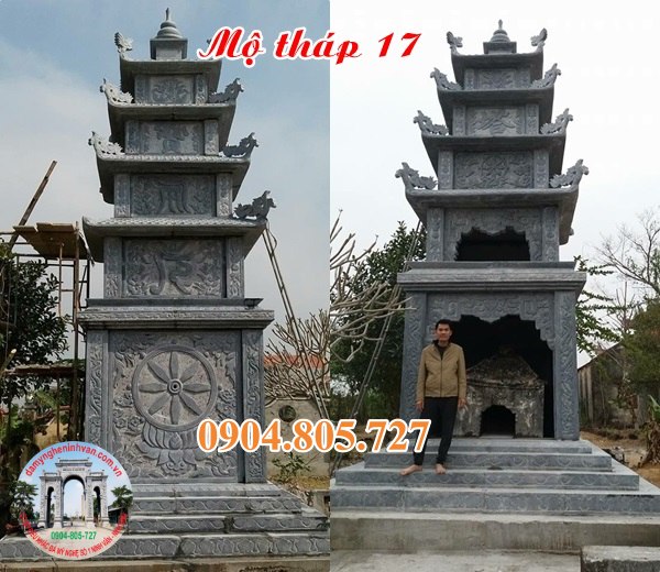 Mãu mộ tháp đá đẹp để tro cốt 2023.