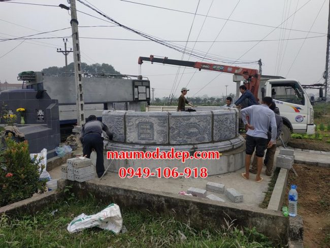 Xây mẫu mộ đá tròn đẹp tại Hà Nội.