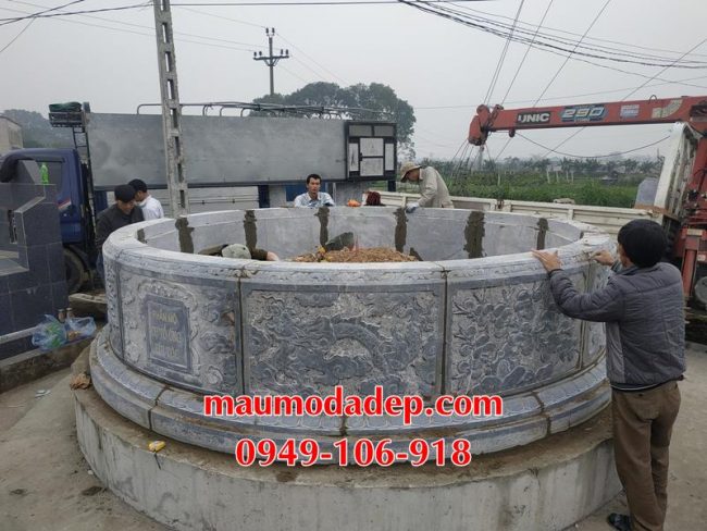 Xây mẫu mộ đá tròn đẹp tại Hà Nội.