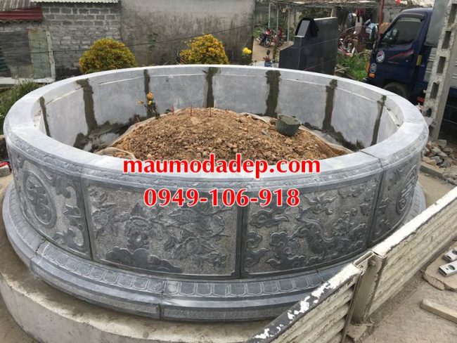 Xây mẫu mộ đá tròn đẹp tại Hà Nội.