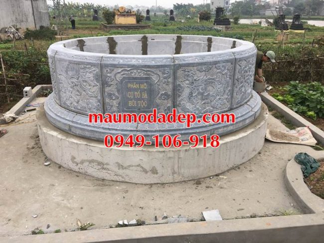 Xây mẫu mộ đá tròn đẹp tại Hà Nội.