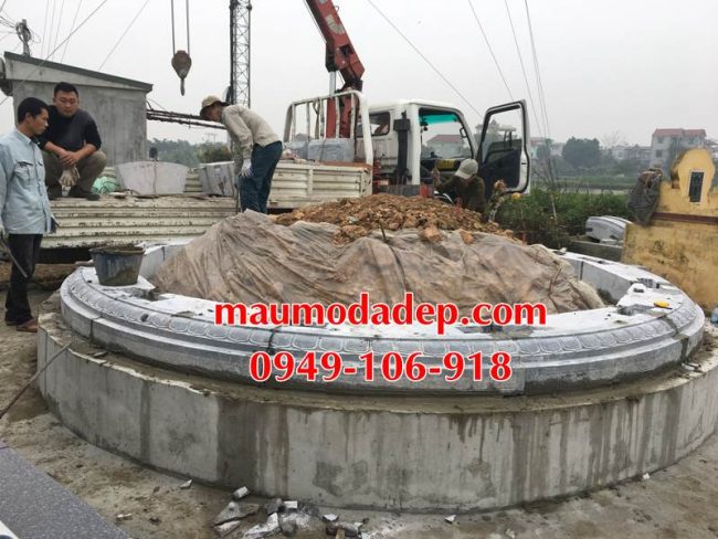 Xây mẫu mộ đá tròn đẹp tại Hà Nội.