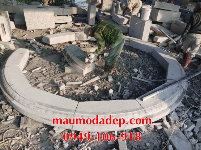 Xây mẫu mộ đá tròn đẹp tại Hà Nội.