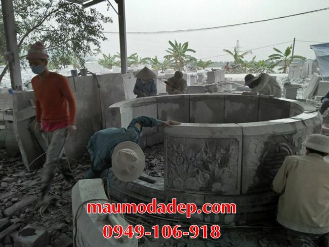 Xây mẫu mộ đá tròn đẹp tại Hà Nội.
