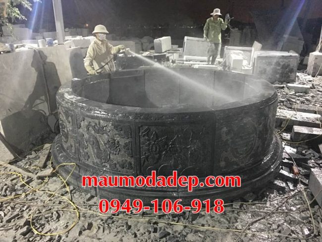 Xây mẫu mộ đá tròn đẹp tại Hà Nội.