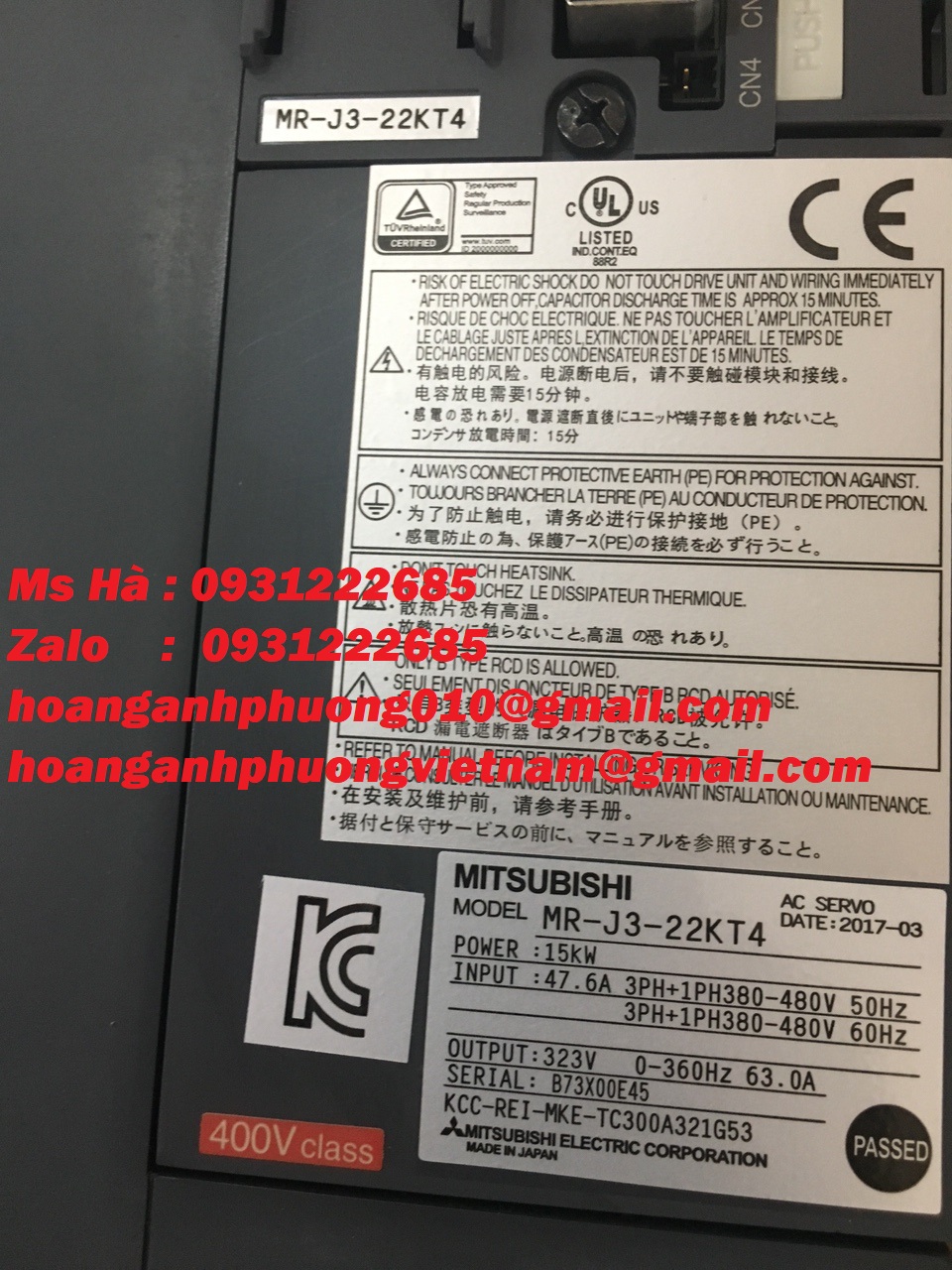 Dòng J3 series MR-J3-22KT4 mitsubishi - nhập khẩu giá tốt