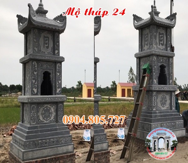 Tháp mộ sư để hài cốt tro cốt bằng đá năm 2023