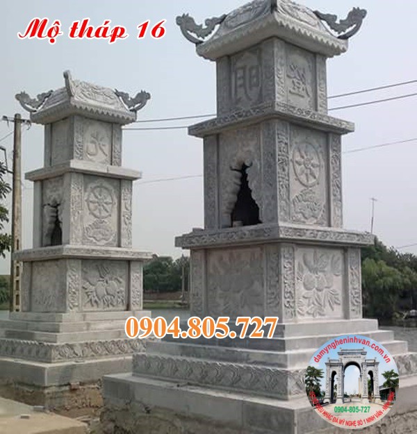 Tháp mộ sư để hài cốt tro cốt bằng đá năm 2023
