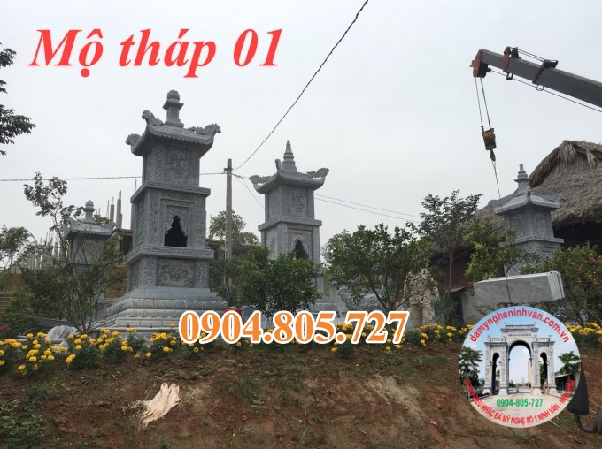 Tháp mộ sư để hài cốt tro cốt bằng đá năm 2023
