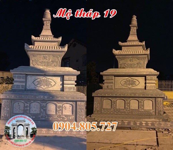 Tháp mộ sư để hài cốt tro cốt bằng đá năm 2023