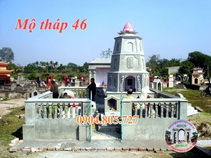 Tháp mộ sư để hài cốt tro cốt bằng đá năm 2023