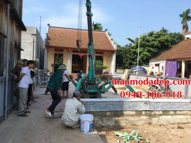 Lắp đặt cột đồng trụ đá nhà thờ họ tại Hà Nội