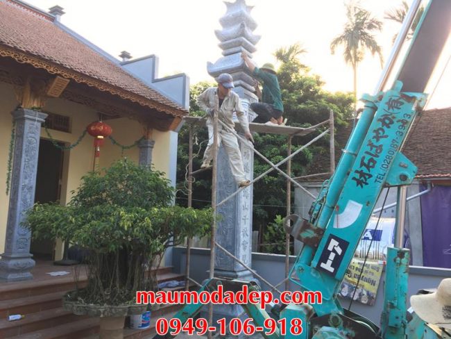 Lắp đặt cột đồng trụ đá nhà thờ họ tại Hà Nội