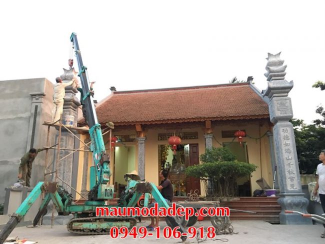 Lắp đặt cột đồng trụ đá nhà thờ họ tại Hà Nội