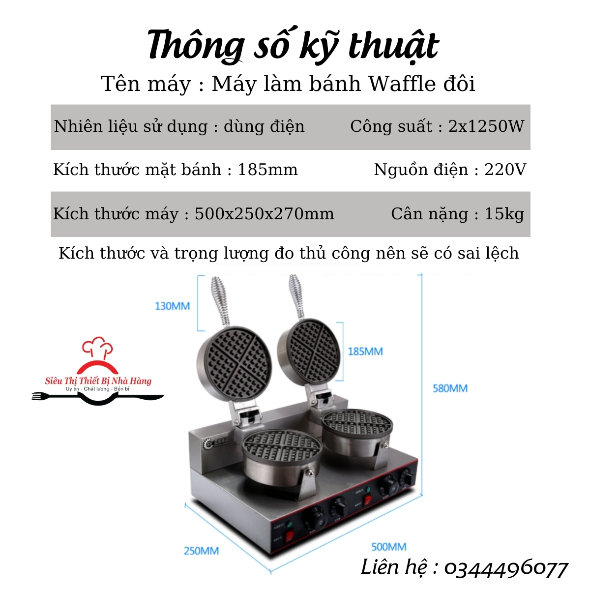 mady làm bánh waffle đôi tròn dùng điện