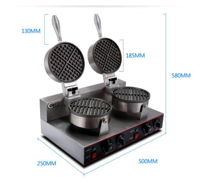 mady làm bánh waffle đôi tròn dùng điện