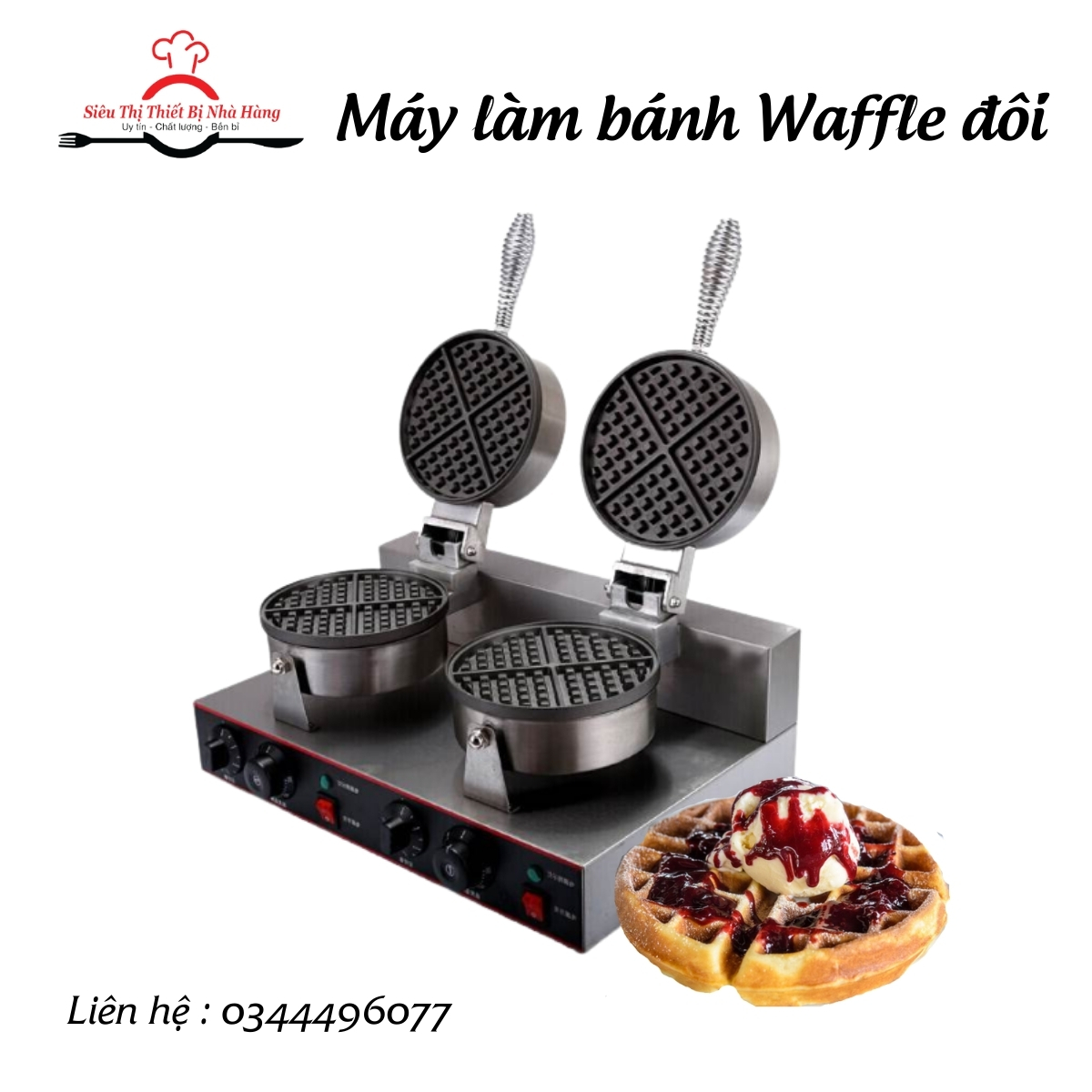 mady làm bánh waffle đôi tròn dùng điện