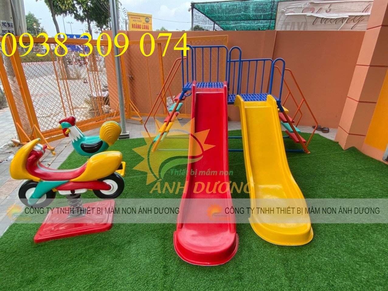 Cầu trượt trẻ em hai máng trượt, cầu trượt hai lứa tuổi