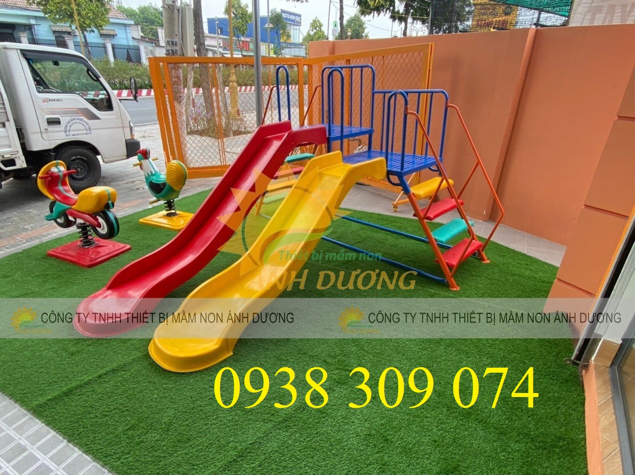 Cầu trượt trẻ em hai máng trượt, cầu trượt hai lứa tuổi