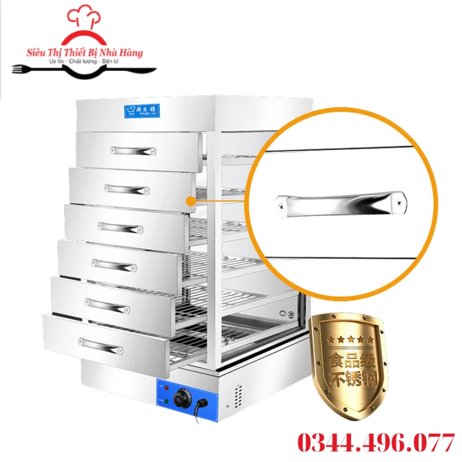 tủ trưng bày bánh bao 7 tầng kính 2 lớp