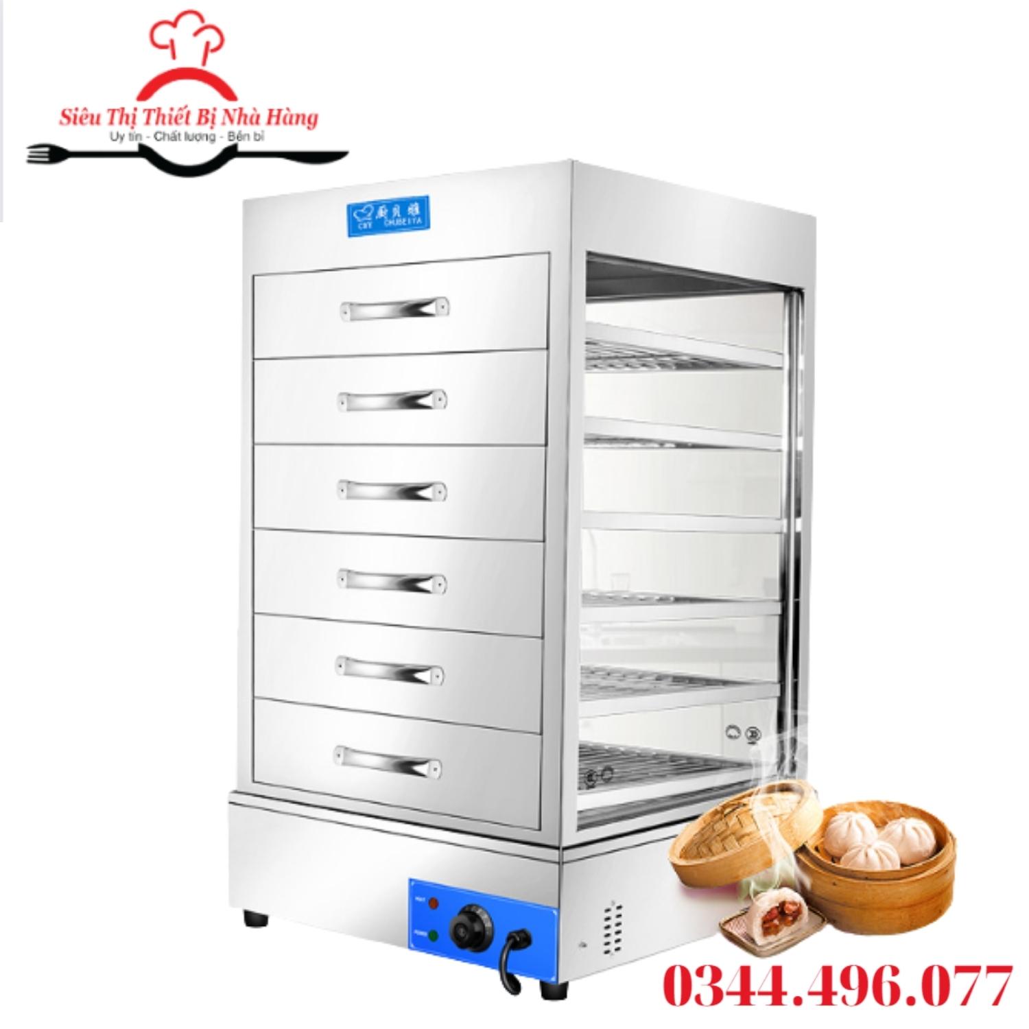 tủ trưng bày bánh bao 7 tầng kính 2 lớp