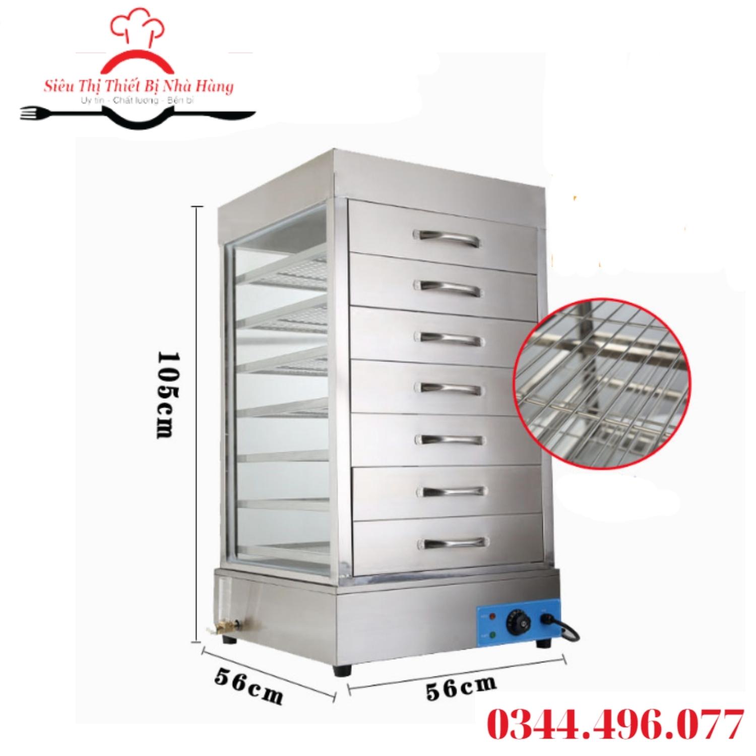 tủ trưng bày bánh bao 7 tầng kính 2 lớp
