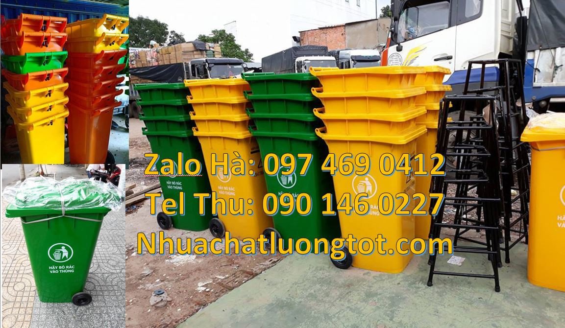 thùng đựng rác 120l,thùng rác 240l có nắp đậy,thùng rác hdpe màu vàng