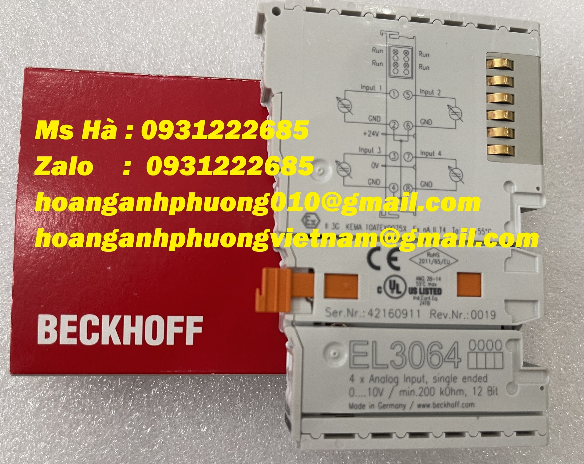 Mô đun analog input beckhoff EL3064 nhập khẩu trực tiếp