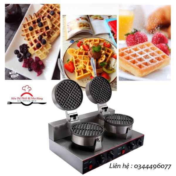 Máy làm bánh waffle - máy waffle đôi tròn chạy điện