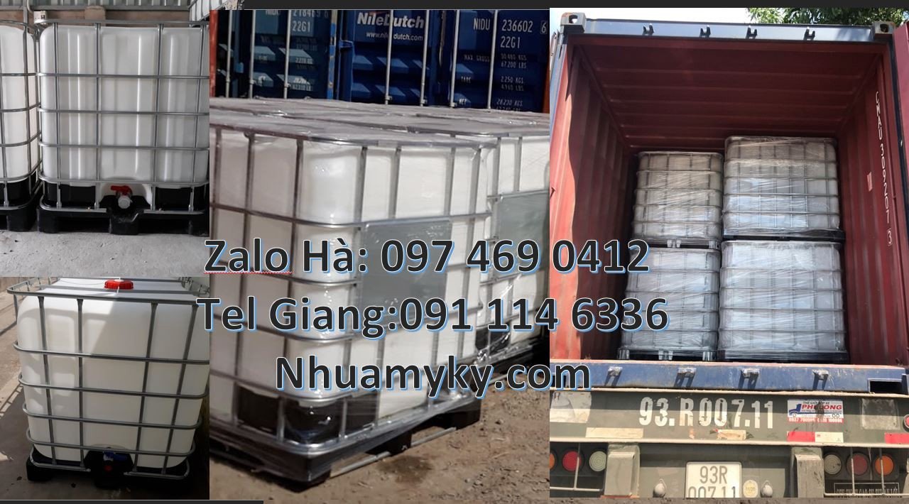 ibc 1000l màu trắng khung thép,tank nhựa lớn 1000l đựng hóa chất giá r