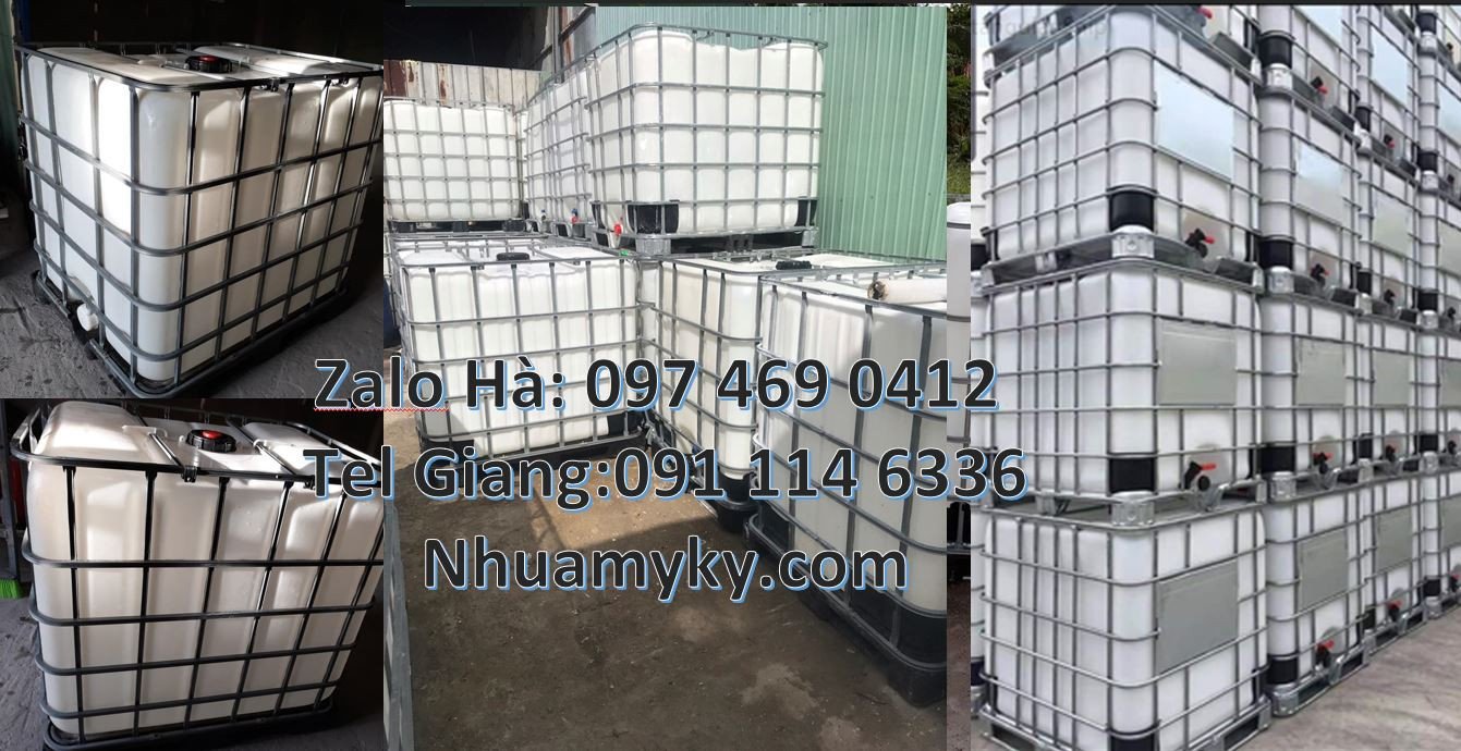 ibc 1000l màu trắng khung thép,tank nhựa lớn 1000l đựng hóa chất giá r