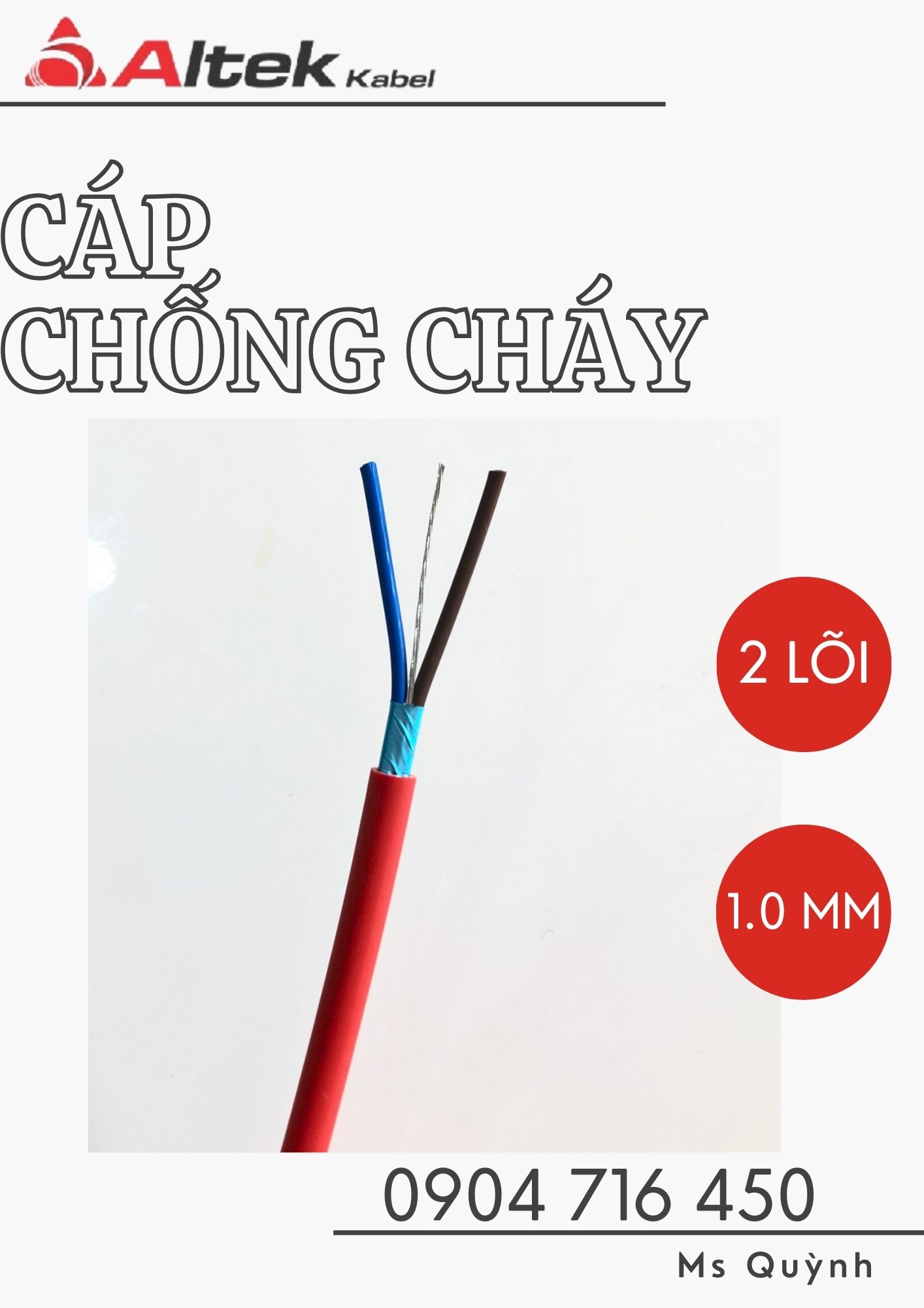 Cáp chống cháy chống nhiễu Altek Kabel 2x1.0