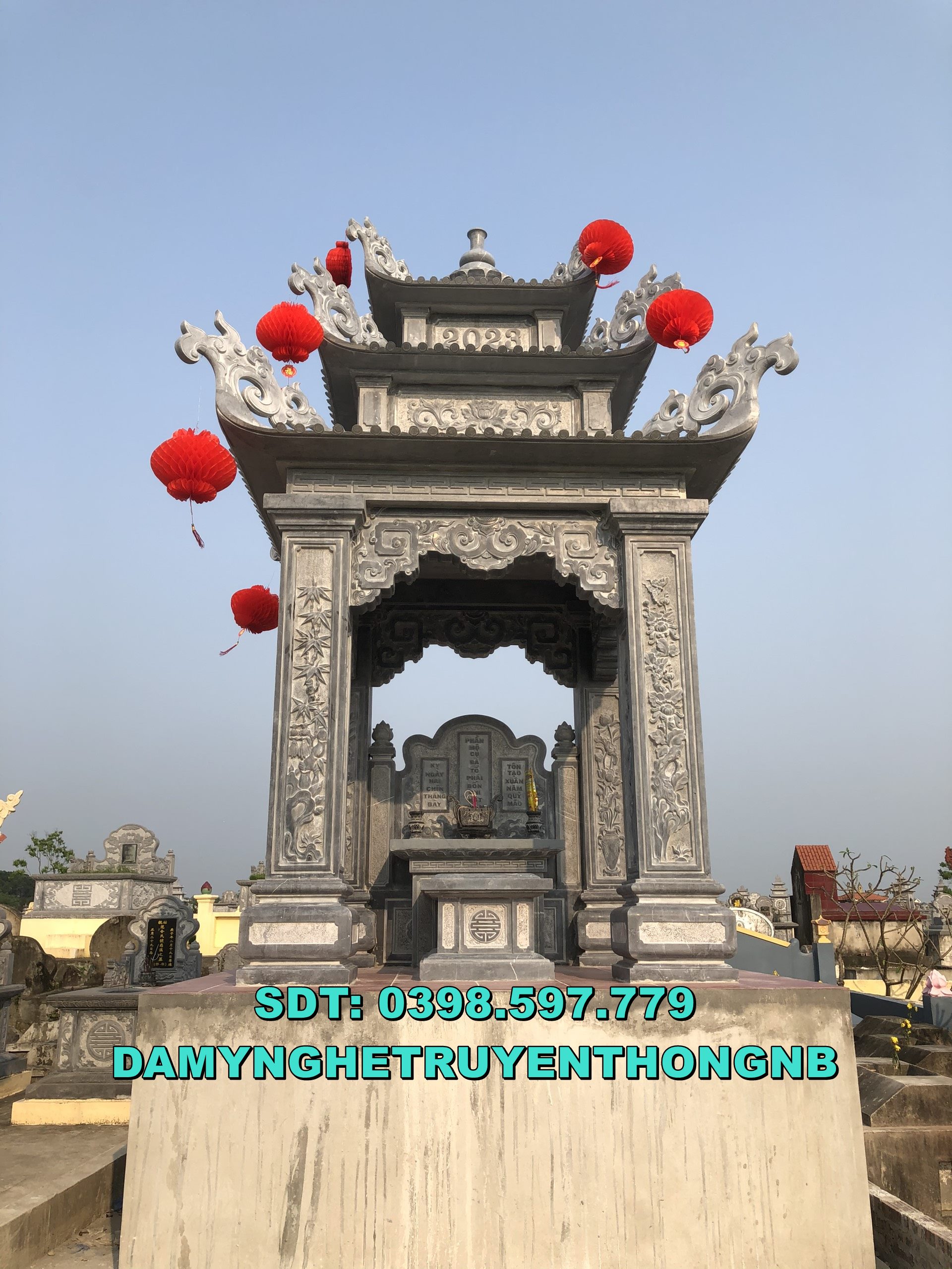 cây hương,miếu thờ,lầu thờ bằng đá được lắp đặt tại soc trăng 2022