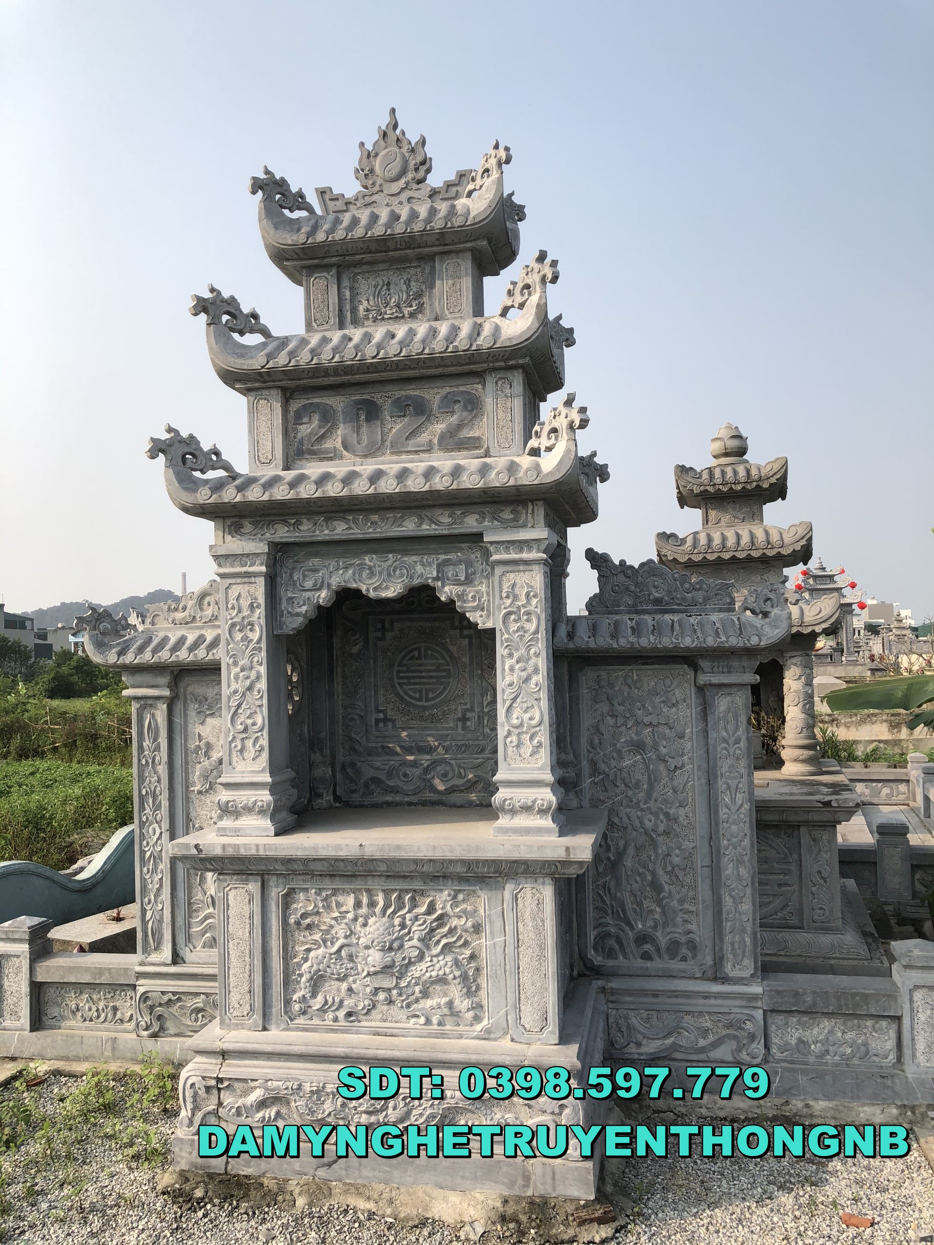 cây hương,miếu thờ,lầu thờ bằng đá được lắp đặt tại soc trăng 2022