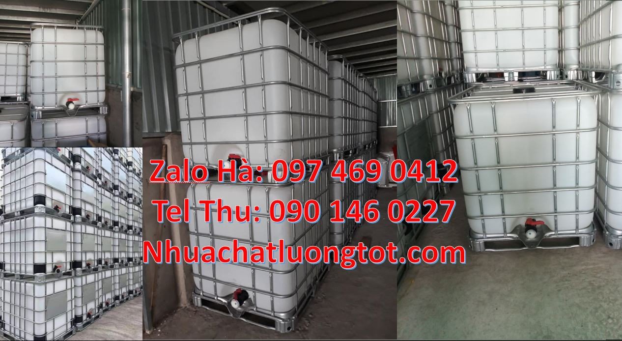 tank nhựa trắng 1000l,thùng nhựa vuông ibc 1000l có  khung thép giá rẻ