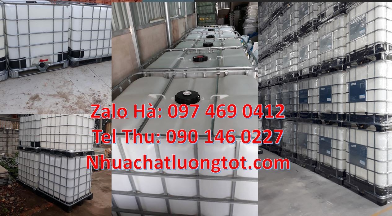 tank nhựa trắng 1000l,thùng nhựa vuông ibc 1000l có  khung thép giá rẻ
