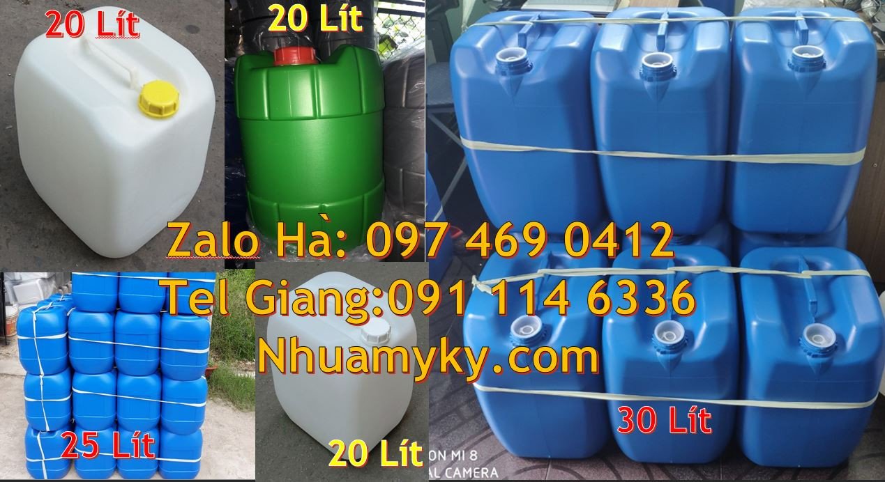 can nhựa 20l hdpe,can nhựa xanh 25l đựng hóa chất,can nhựa trắng 30l